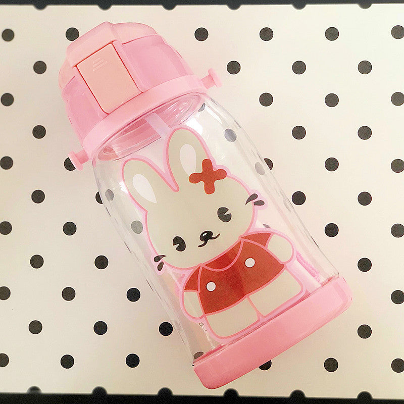 New Kids' Water Bottle with Cartoon Design and Strap