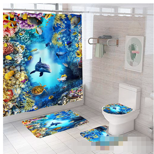 3D Ocean Underwater Shower Curtain & Bath Mat Set