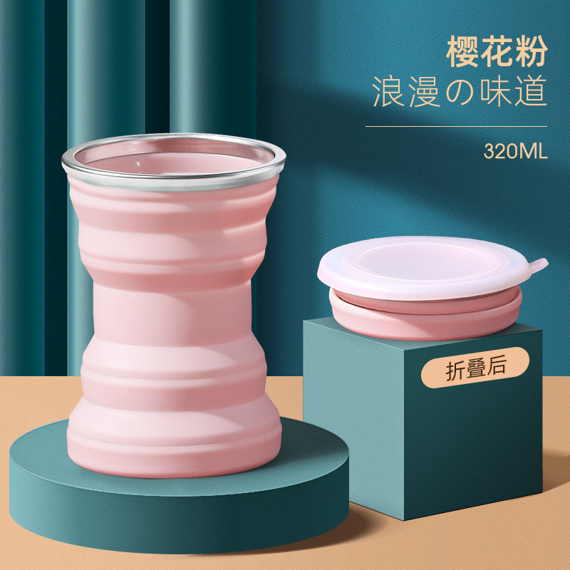 Portable Silicone Folding Travel Cup with Lid