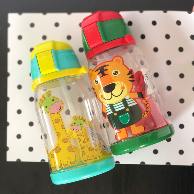 New Kids' Water Bottle with Cartoon Design and Strap