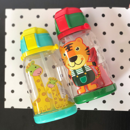 New Kids' Water Bottle with Cartoon Design and Strap