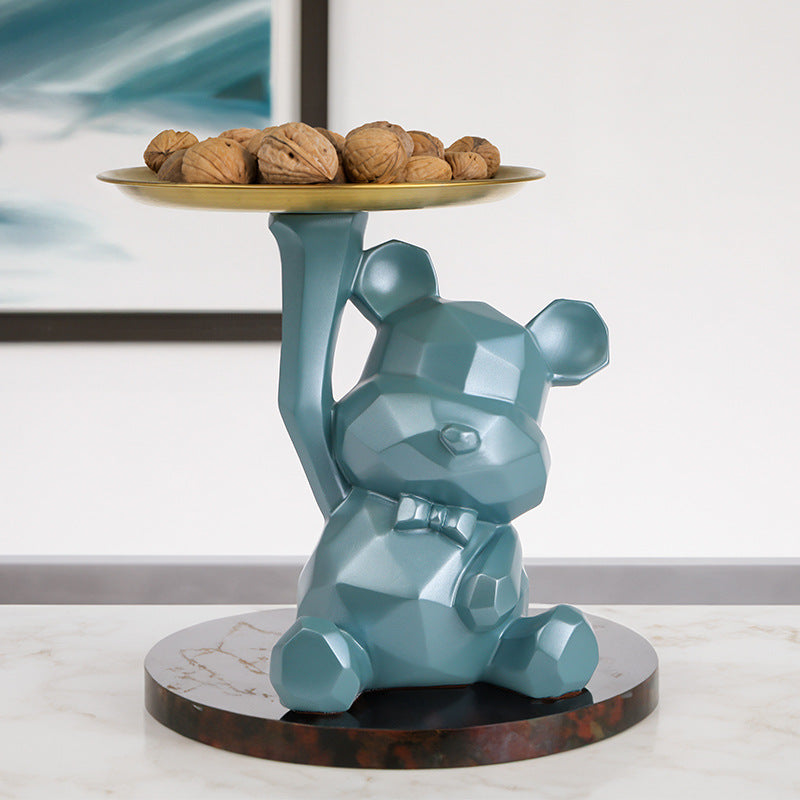 Creative Geometric Tray with Bear - Modern Home Decor
