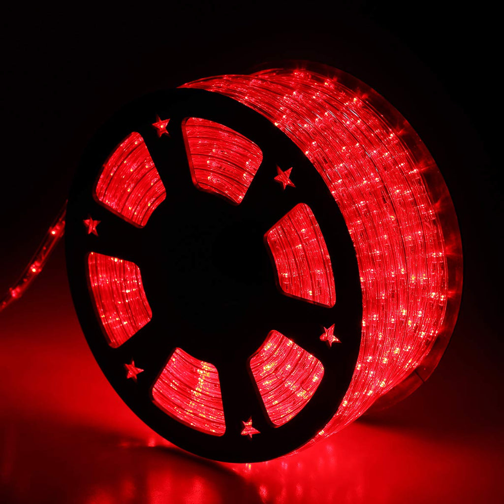 Buyagn 100Ft LED Rope Lights LED Strip Lights Outdoor Waterproof Decorative Lighting for Indoor/Outdoor Eaves Backyards Garden Halloween and Christmas Decorations(Red)