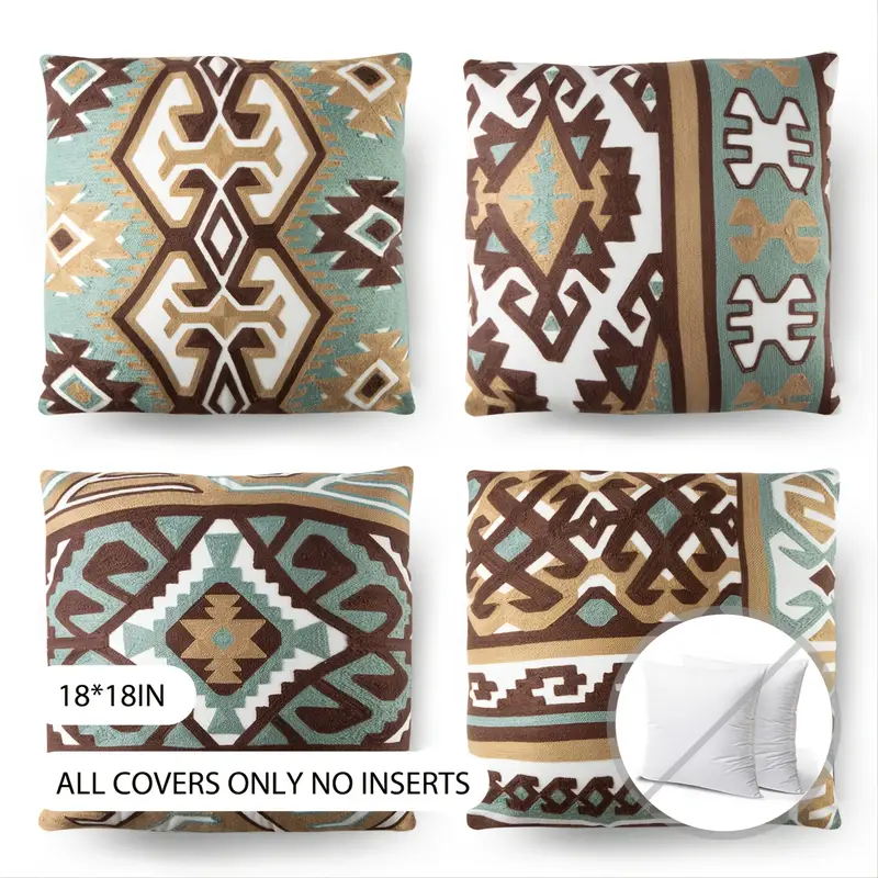 Geometric Pattern Pillowcases 4pcs 45x45cm/18x18in