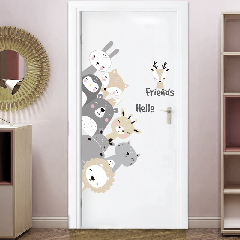 Nordic Smiling Face Small Animal Wall Stickers for Kids