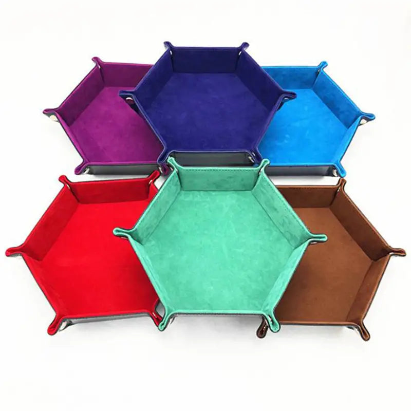 Hexagon Velvet Dice Tray and Foldable Storage Box