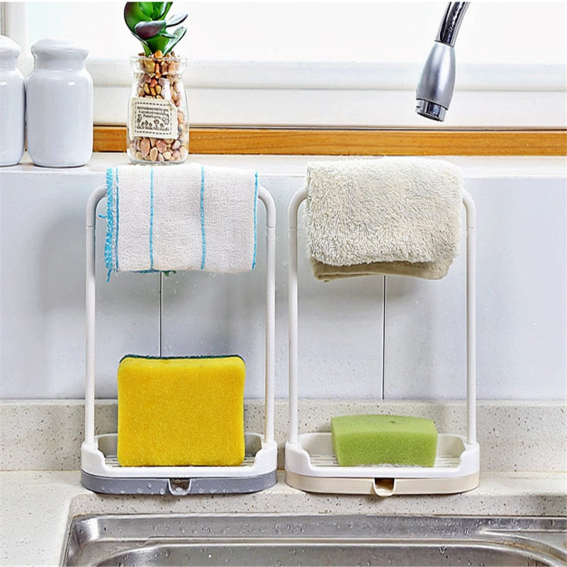 Kitchen Counter Storage Rack for Dish Towels and Cloths