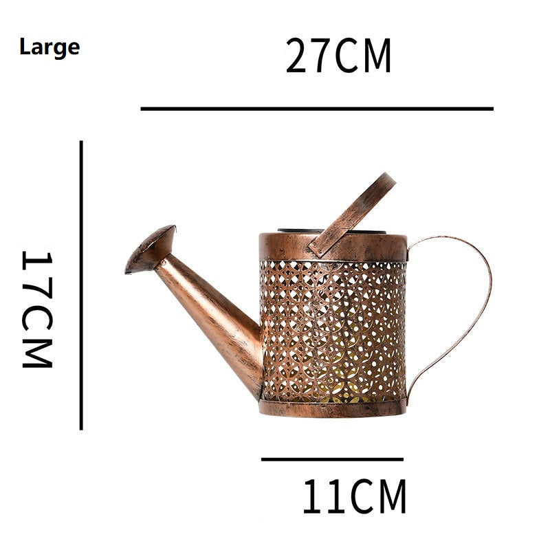 Solar Garden Kettle Lamp with Wrought Iron Design, Decorative Outdoor Solar-Powered LED Lighting for Gardens, Patios, Backyards, Pathways, Flower Beds, Courtyards, Rustic Landscape Decoration, and Elegant Outdoor Home Illumination