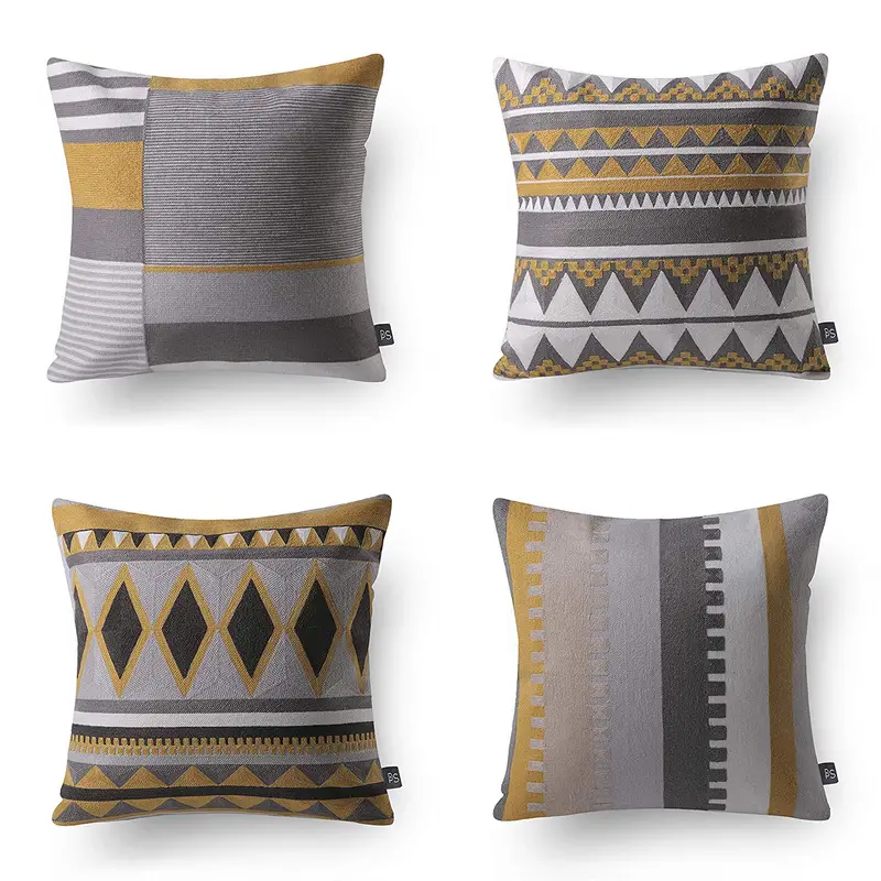 Geometric Pattern Pillowcases 4pcs 45x45cm/18x18in