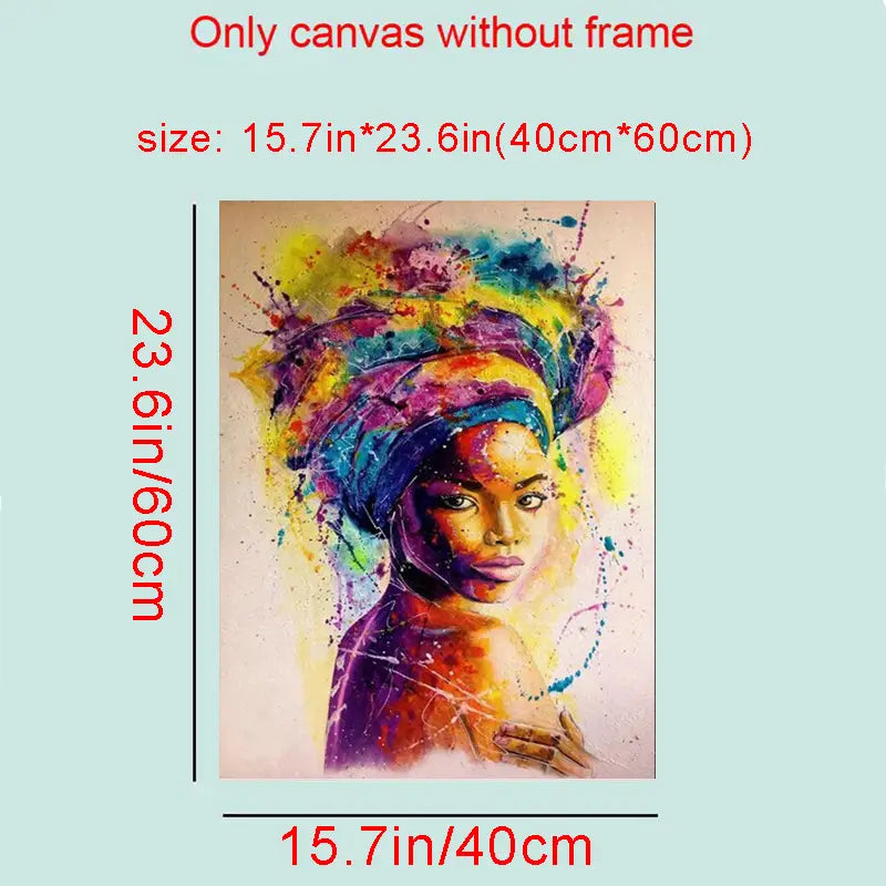 African Woman Graffiti Art Canvas Wall Poster 15.7x23.6"