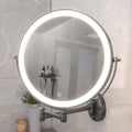 Hasipu 10-Inch Wall Mounted Makeup Mirror with Magnification Rechargeable 3000 mAh Vanity Mirror with Lights Bathroom Mirror with Dimmable Brightness 3 Lighting Modes Extendable Arm Black
