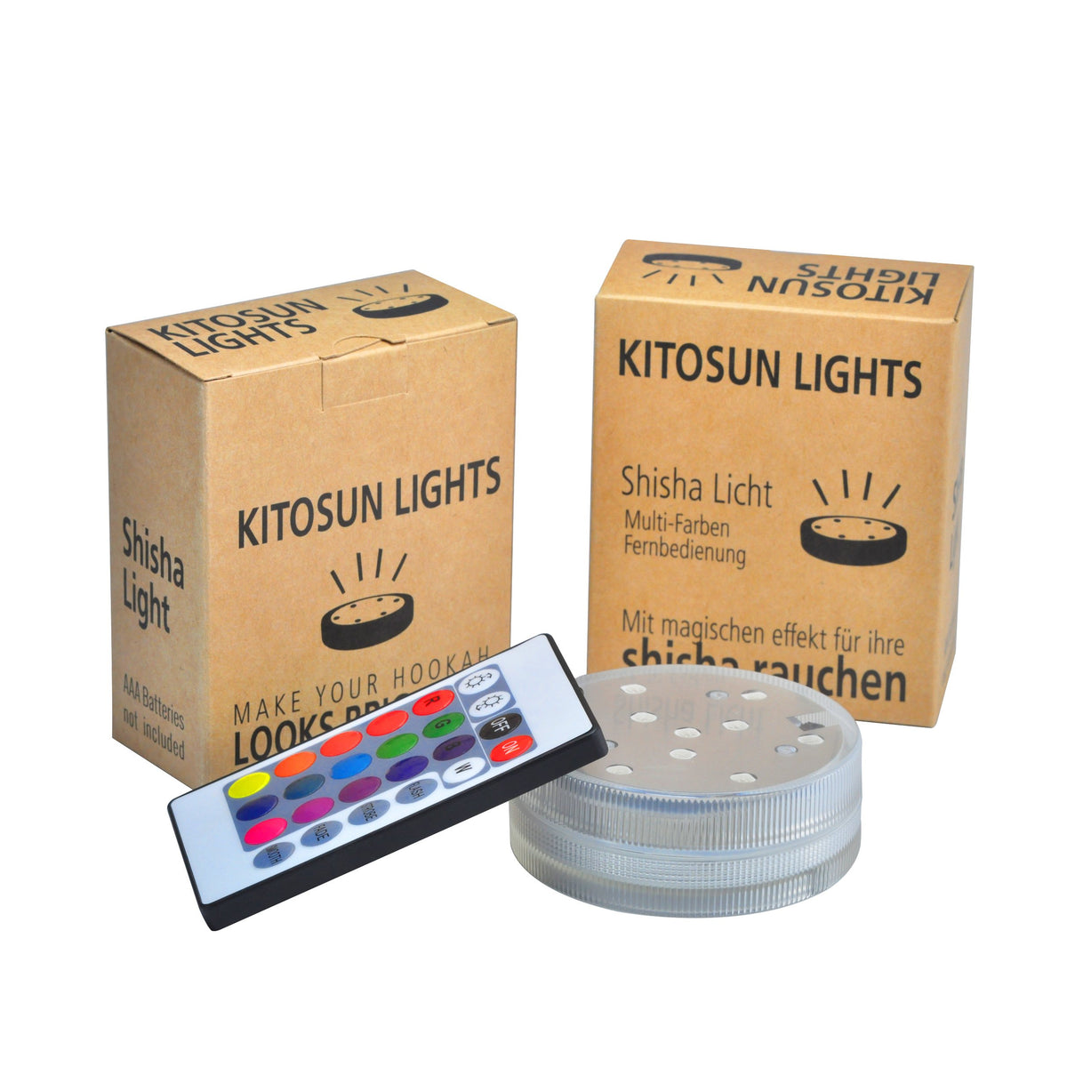 KITOSUN Hookah Light 2.8inch Round Remote Controlled Multicolors RGB LED Light Battery Operated Light