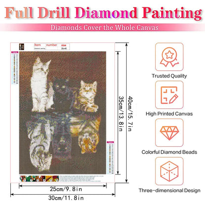 Diamond Painting Kit - DIY 5D Tiger Cat Art (11.8x15.7in)