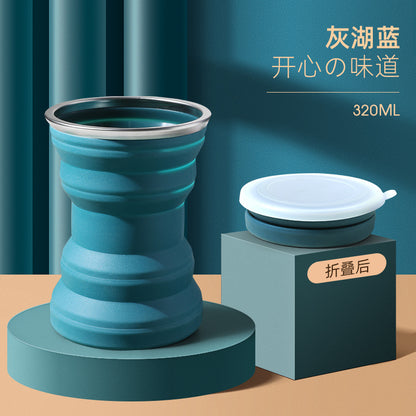 Portable Silicone Folding Travel Cup with Lid
