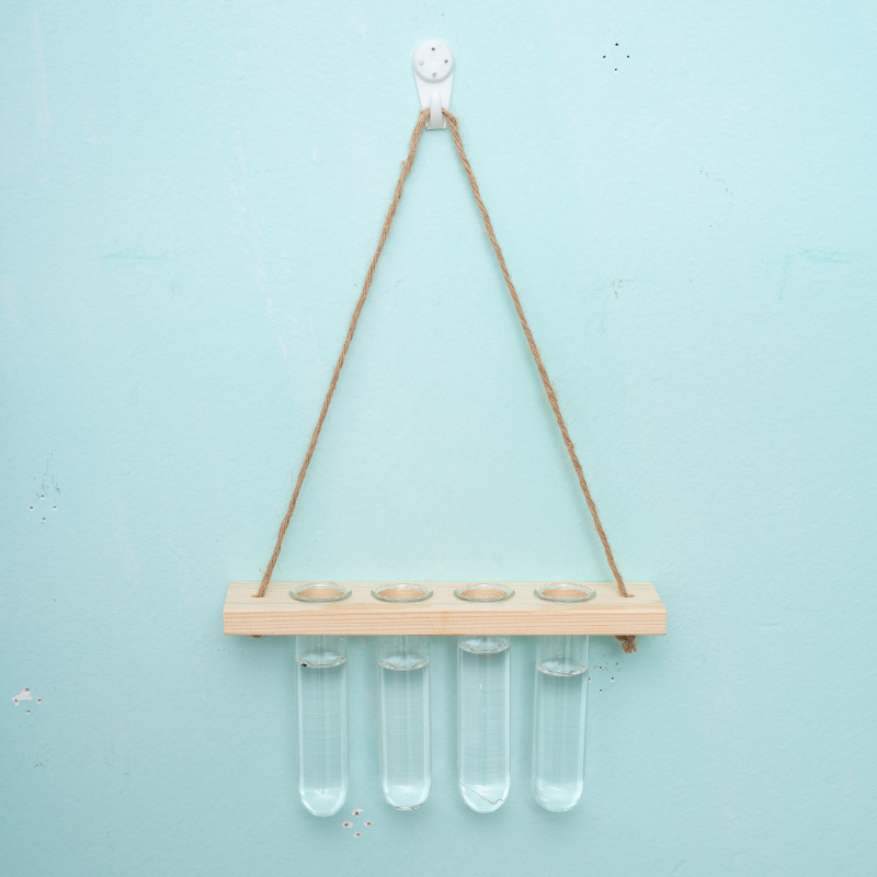 3-Layer Solid Wood Hydroponic Glass Vase Wall Decor