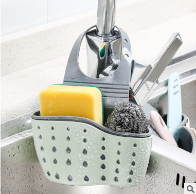 Adjustable Rubber Sink Drainer Basket for Kitchen Storage