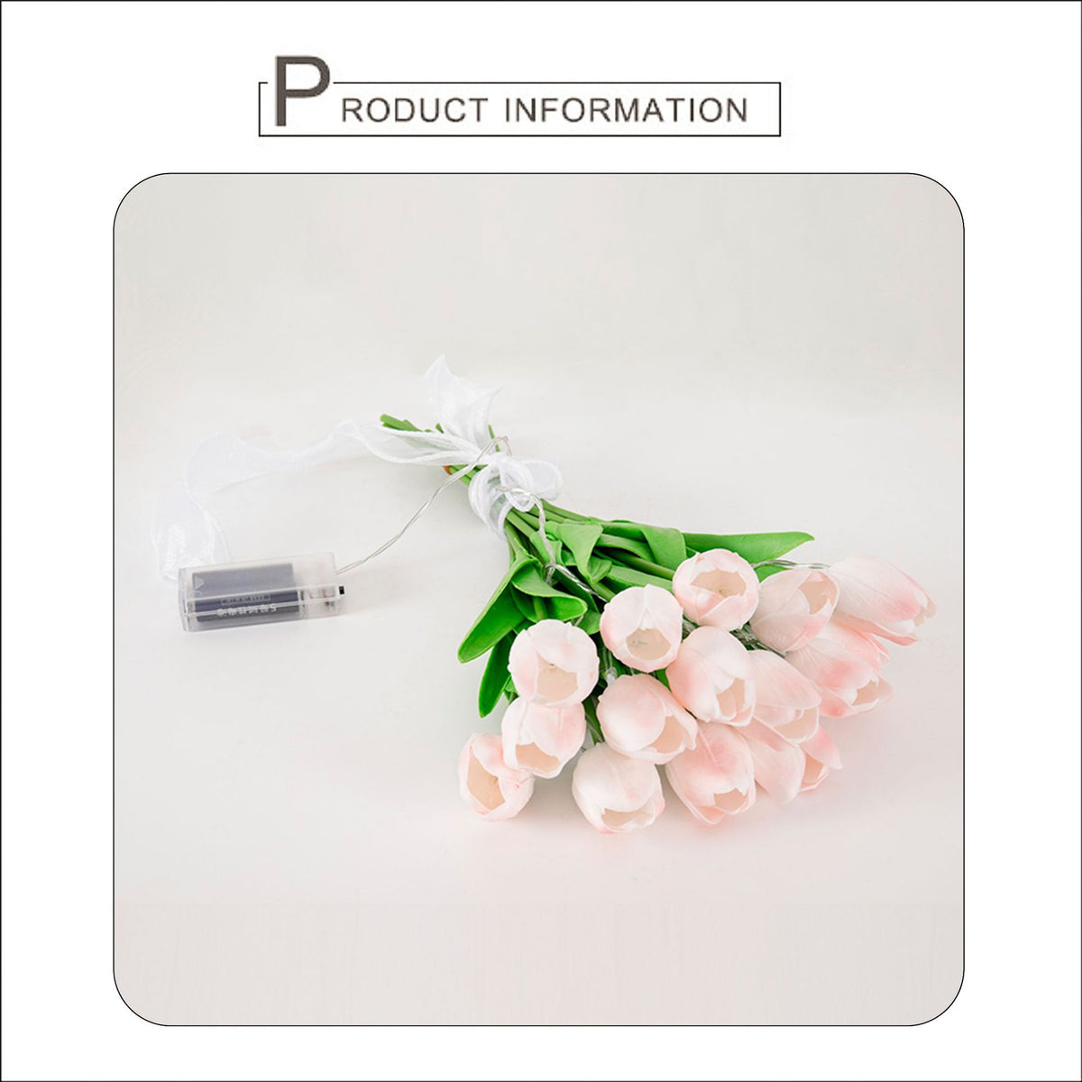 Romantic LED Tulip Bridal Bouquet with Decorative Lighting Chain, Elegant Artificial Flower Wedding Bouquet for Brides, Engagement Ceremonies, Anniversary Celebrations, Valentine's Day Gifts, Wedding Photography, and Romantic Home Decorations
