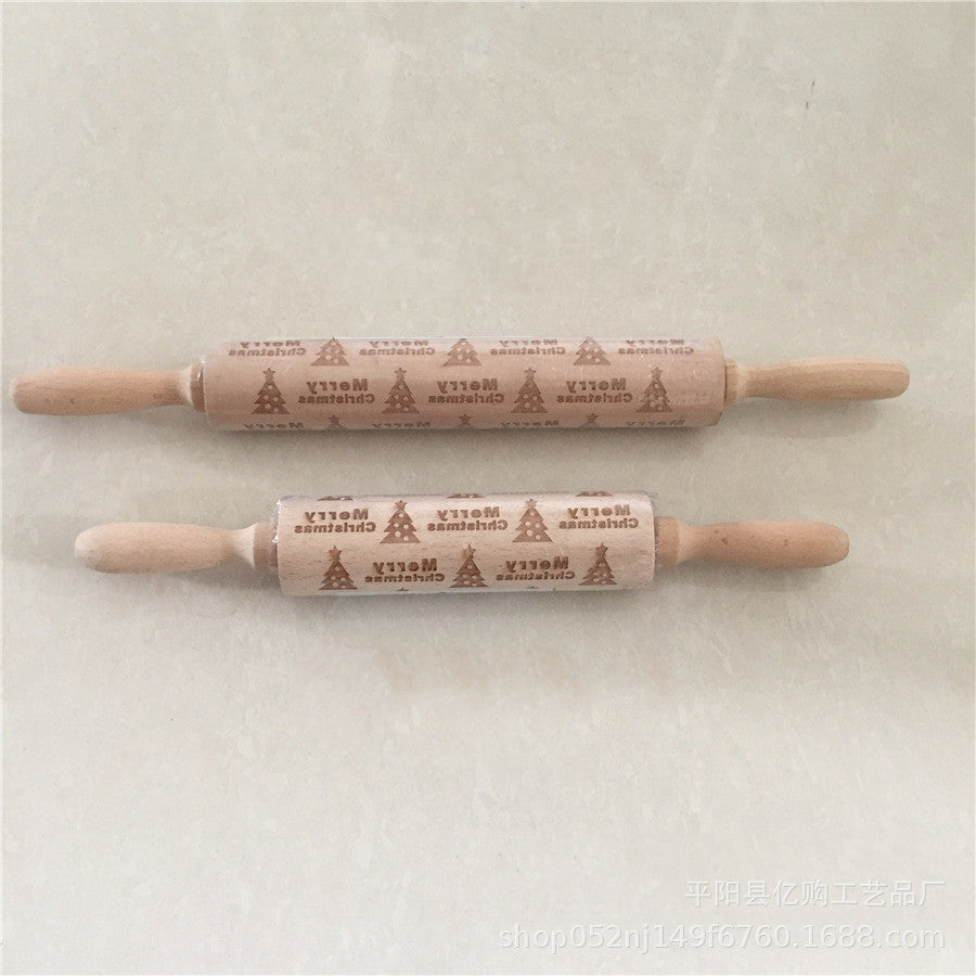Wooden Christmas Engraved Rolling Pin for Cookies