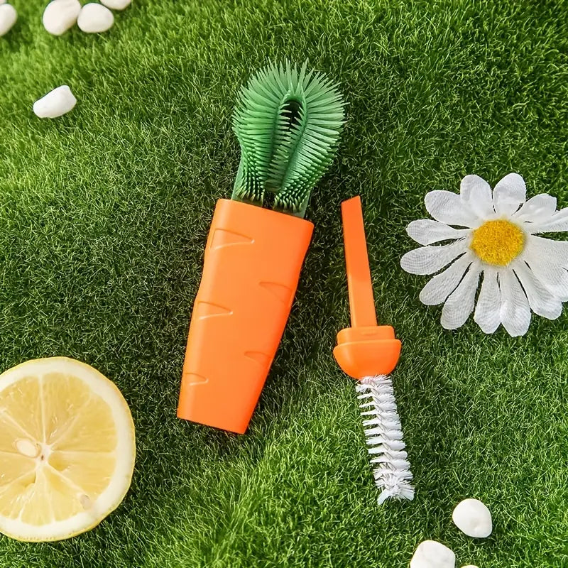 Carrot Cup Brush Set for Cleaning Bottles and Grooves