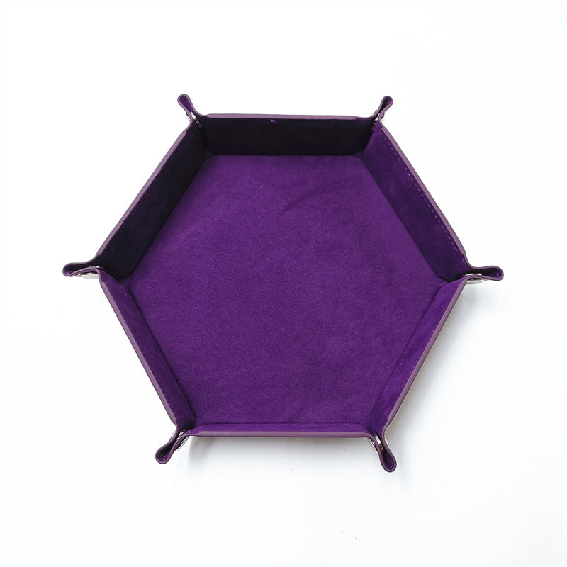 Hexagon Velvet Dice Tray and Foldable Storage Box