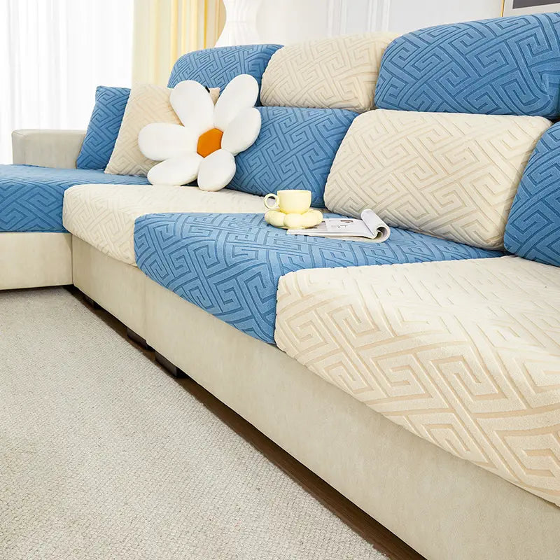 Solid Color Jacquard Stretch Sofa Cover - 1 Piece