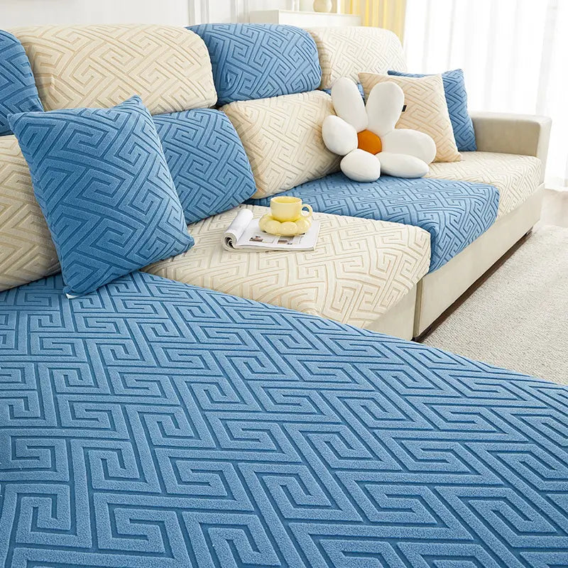 Solid Color Jacquard Stretch Sofa Cover - 1 Piece