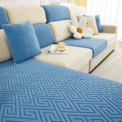 Solid Color Jacquard Stretch Sofa Cover - 1 Piece