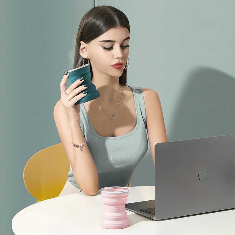 Portable Silicone Folding Travel Cup with Lid