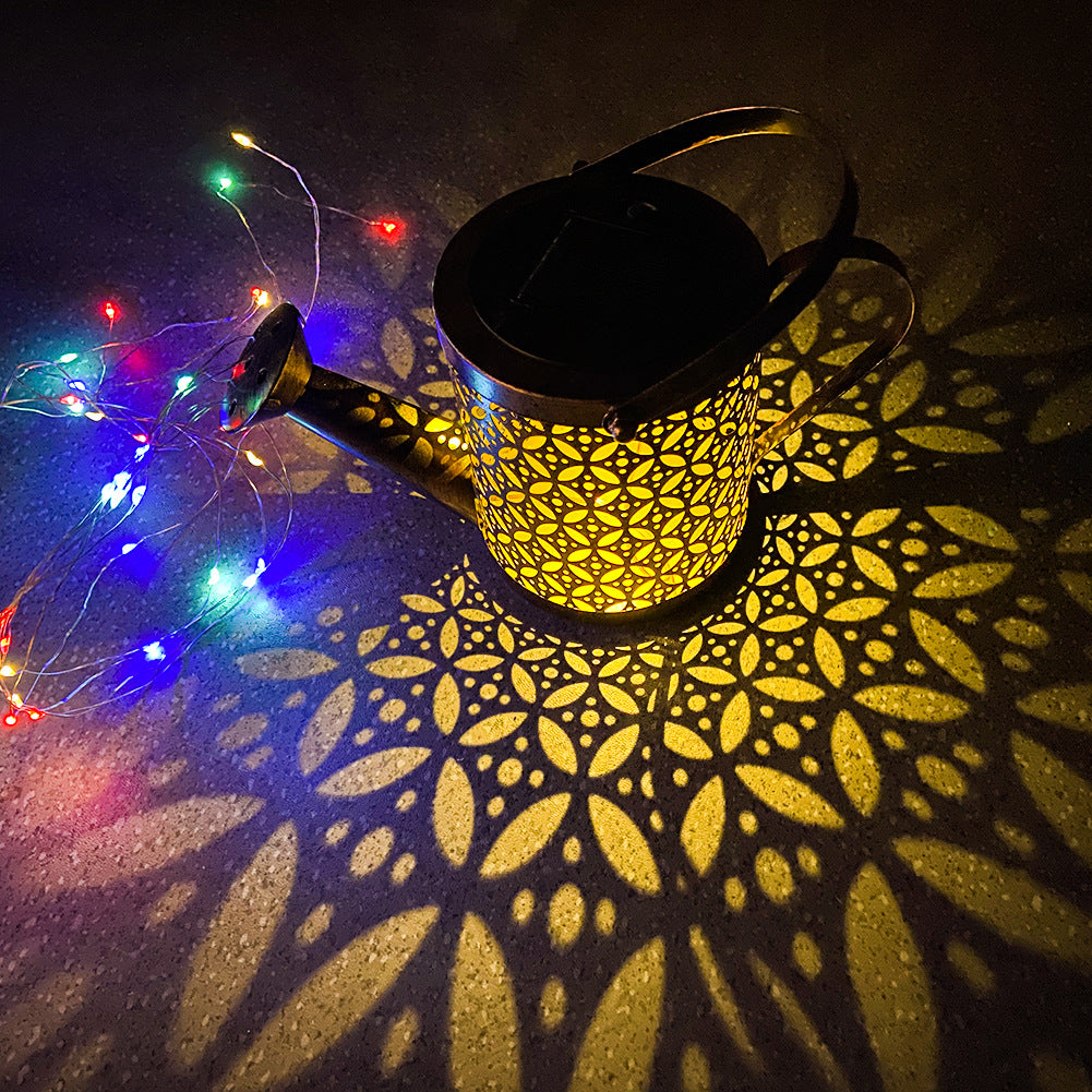 Solar Garden Kettle Lamp with Wrought Iron Design, Decorative Outdoor Solar-Powered LED Lighting for Gardens, Patios, Backyards, Pathways, Flower Beds, Courtyards, Rustic Landscape Decoration, and Elegant Outdoor Home Illumination