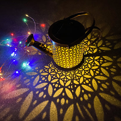 Solar Garden Kettle Lamp with Wrought Iron Design, Decorative Outdoor Solar-Powered LED Lighting for Gardens, Patios, Backyards, Pathways, Flower Beds, Courtyards, Rustic Landscape Decoration, and Elegant Outdoor Home Illumination