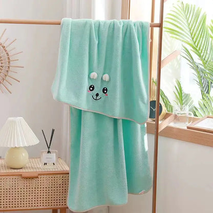 Cartoon Cute Pattern Coral Fleece Bath Towel 27.5x55 In