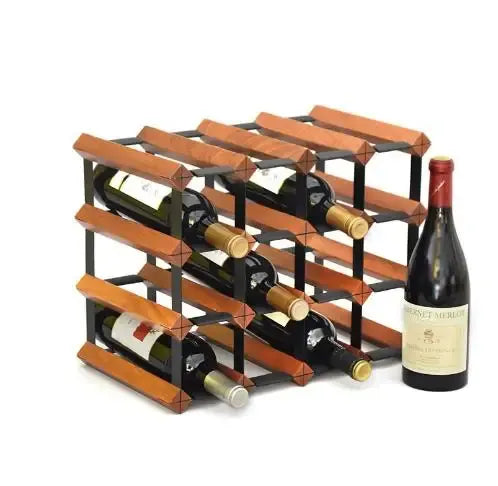 Modular Square Wine Rack with Pine Wood and Metal Frame