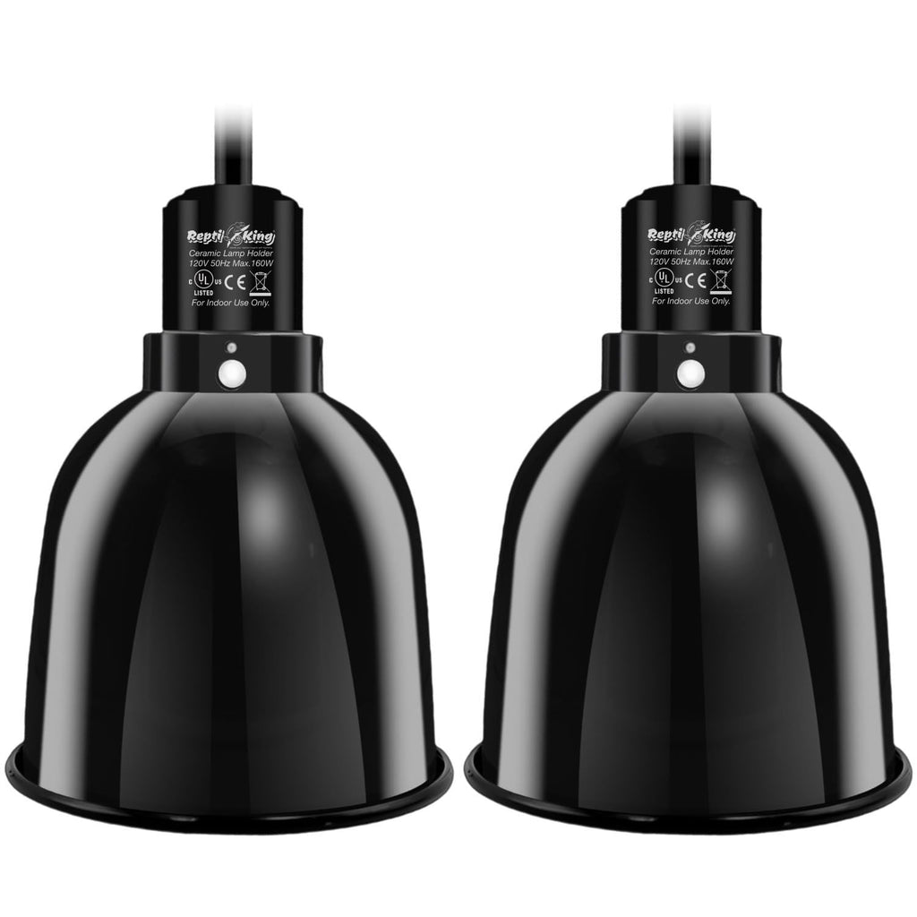 ReptiKing Reptile Light Fixture 2-Pack 5.5 Deep Dome for Reptile Light/Heat Lamp/UVB Light 5.5 Inch Light Reflector Dome