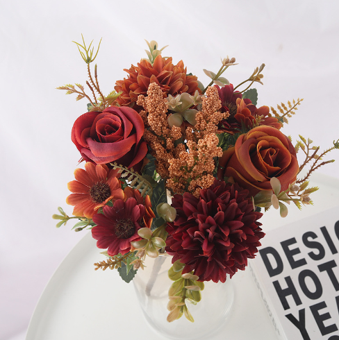 Artificial Flower Arrangement with Roses and Hydrangeas (One Piece)