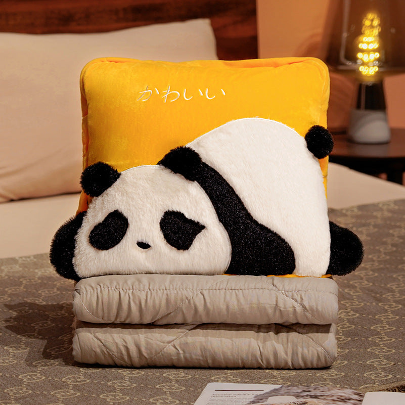 Cute Cartoon Panda Pillow Blanket Combo