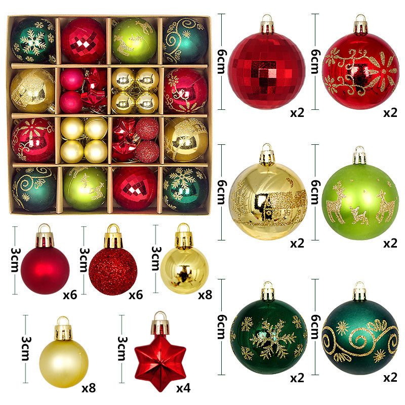 44pcs Christmas Ornaments Set with Decorative Balls