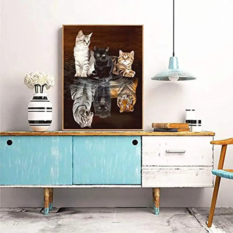 Diamond Painting Kit - DIY 5D Tiger Cat Art (11.8x15.7in)