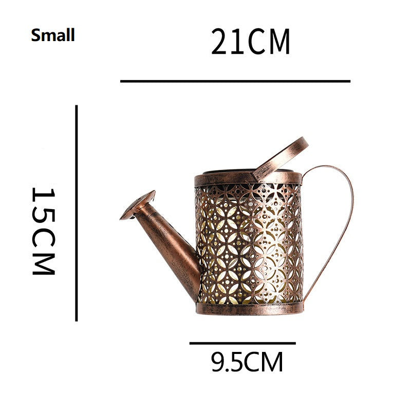 Solar Garden Kettle Lamp with Wrought Iron Design, Decorative Outdoor Solar-Powered LED Lighting for Gardens, Patios, Backyards, Pathways, Flower Beds, Courtyards, Rustic Landscape Decoration, and Elegant Outdoor Home Illumination