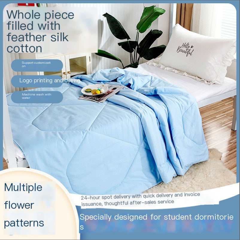 Green Summer Quilt for Dorms and Training (Cotton, Single)