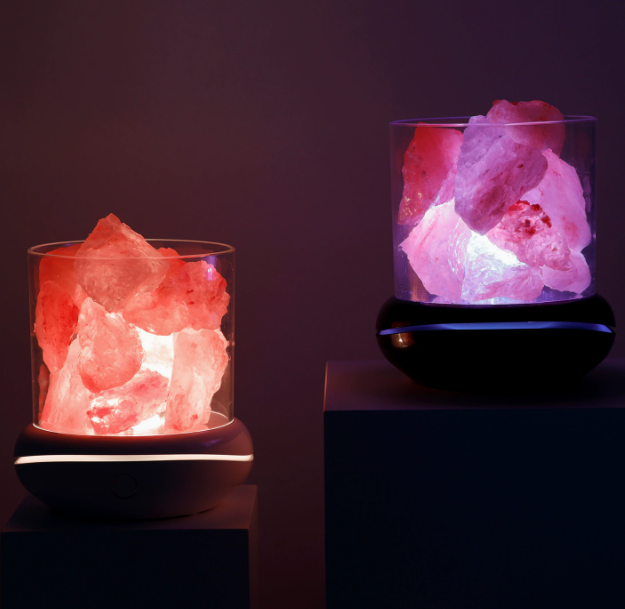 LED Rechargeable Anion Salt Lamp for Atmosphere Lighting - USB plugged in