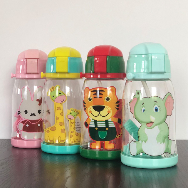 New Kids' Water Bottle with Cartoon Design and Strap