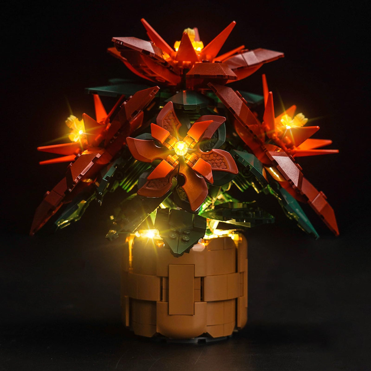 BrickBling Light Compatible with Lego Icons Poinsettia Flower Décor LED Lighting Compatible with Lego 10370 (No Model Set)
