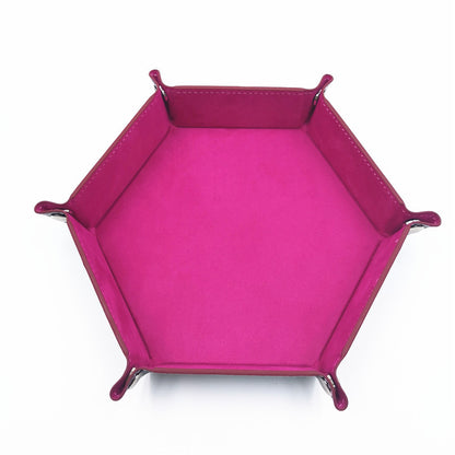 Hexagon Velvet Dice Tray and Foldable Storage Box