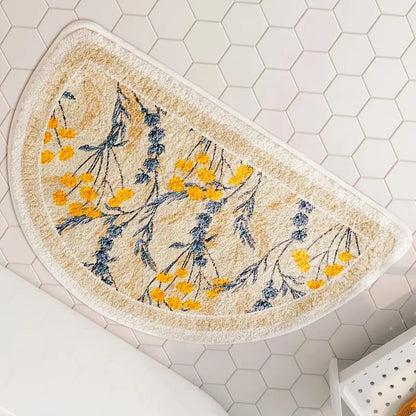 Imitation Cashmere Flower Pattern Bath Rug (1pc)