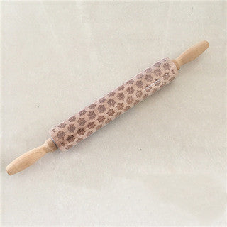 Wooden Christmas Engraved Rolling Pin for Cookies