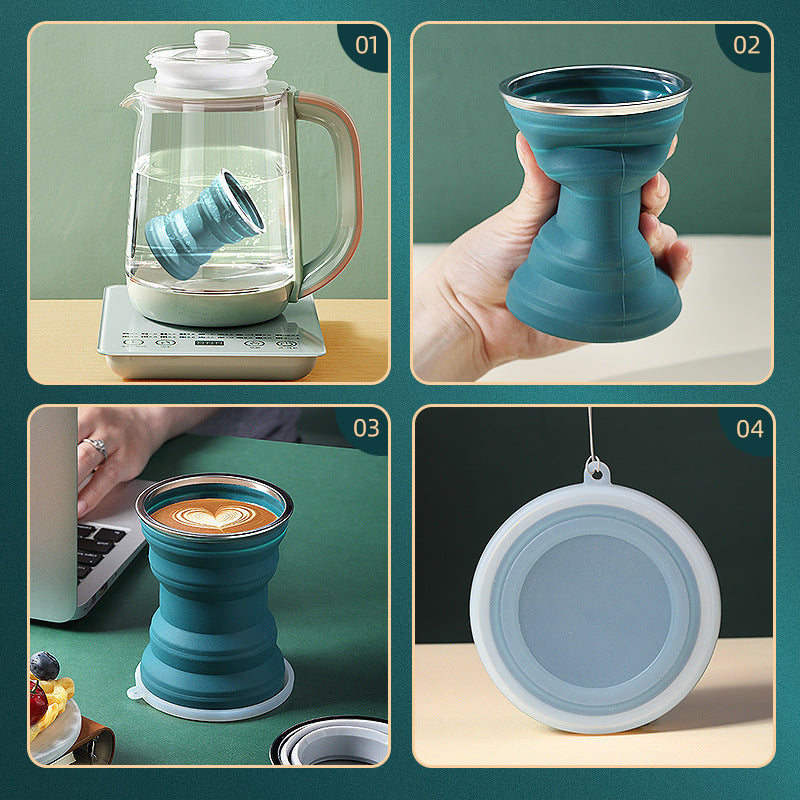 Portable Silicone Folding Travel Cup with Lid