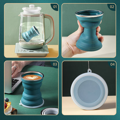 Portable Silicone Folding Travel Cup with Lid
