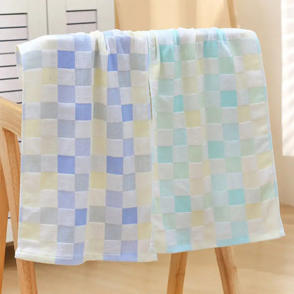 Color Grid Cotton Hand Towel - Super Soft Gauze (1PC)