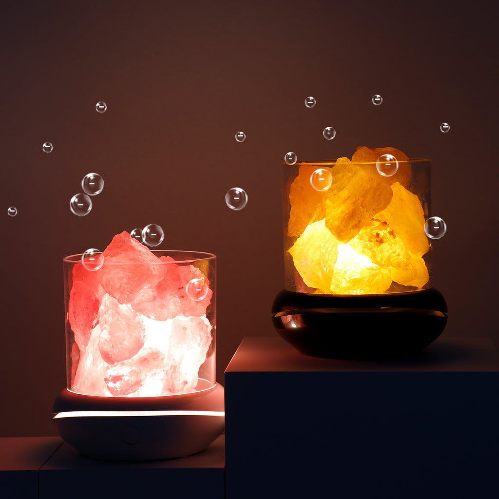 LED Rechargeable Anion Salt Lamp for Atmosphere Lighting - USB plugged in