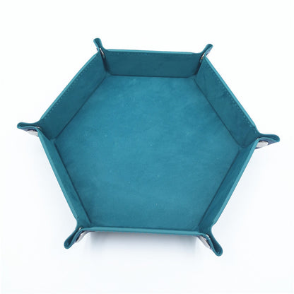 Hexagon Velvet Dice Tray and Foldable Storage Box